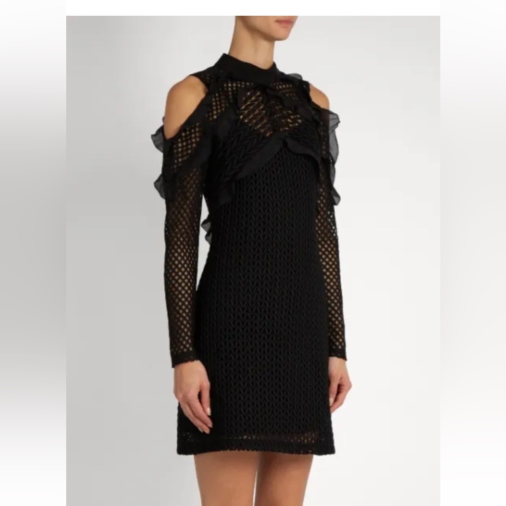 SELF PORTRAIT PURL KNIT COLD SHOULDER  BLACK DRESS sz 6